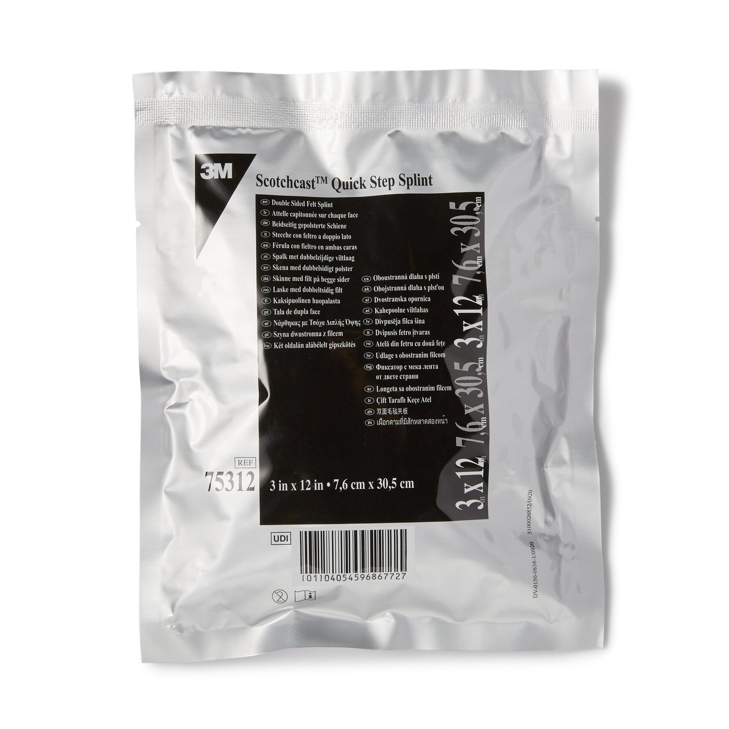 3M™ Scotchcast™ Quick Step Double Sided Felt Padded Splint, 3 x 12 Inch 75312