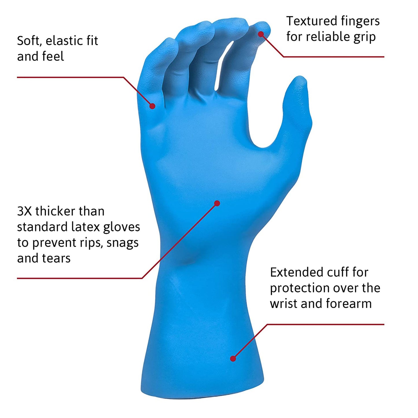 SafeGrip® Latex Extended Cuff Length Exam Glove, Medium, Blue SG-375-M