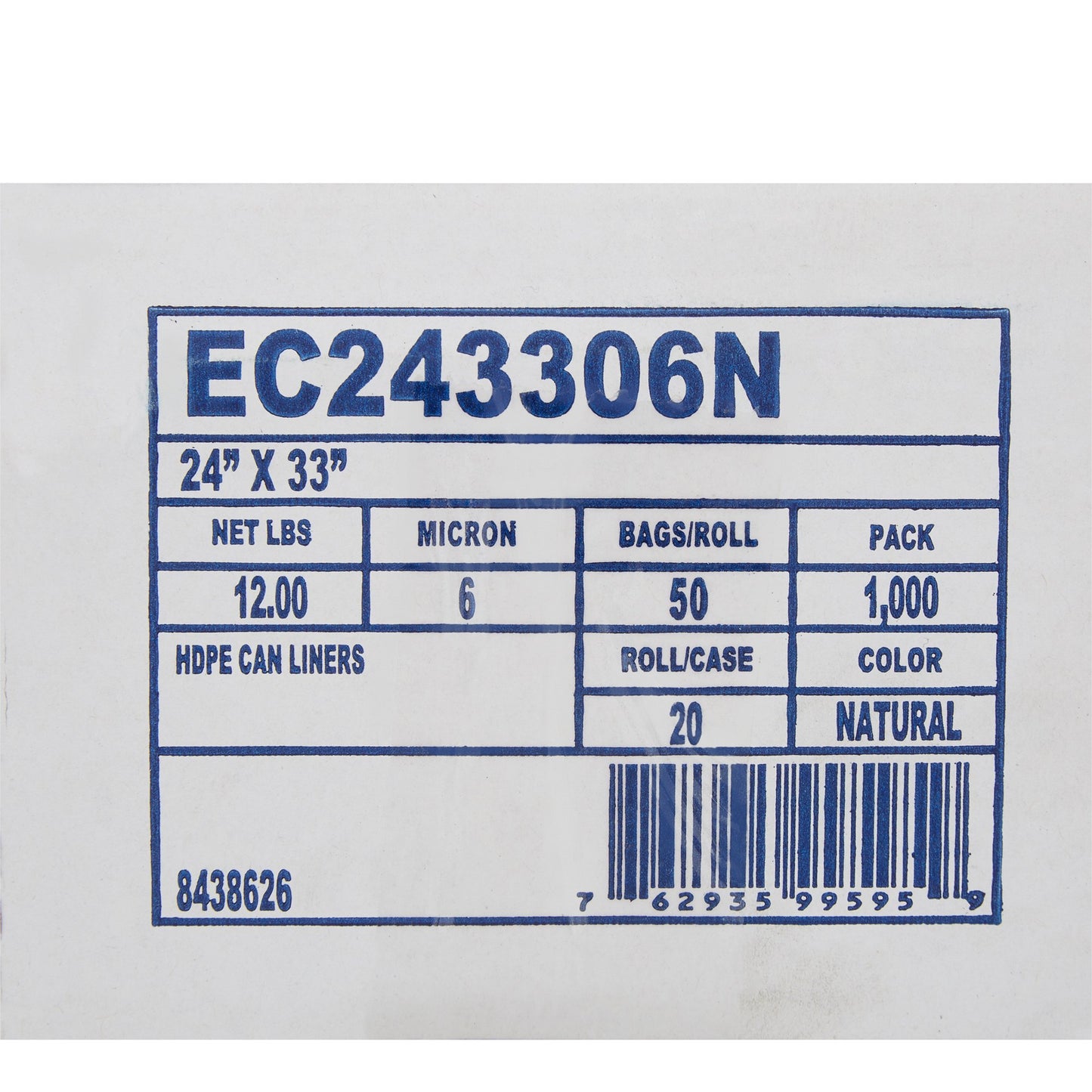 McKesson Light Duty Clear Trash Bag, 15 gal, 6 Mic EC243306N