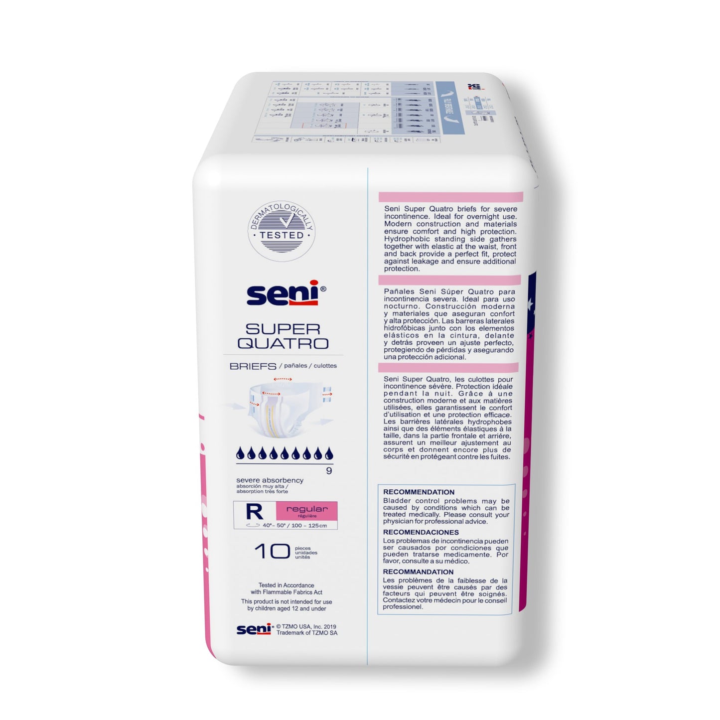 Seni® Super Quatro Severe Absorbency Incontinence Brief, Regular S-RE10-BQ1