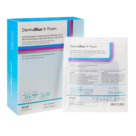 Silver Foam Dressing DermaBlue+™ Foam 4 X 4 Inch Square Sterile - 76040414