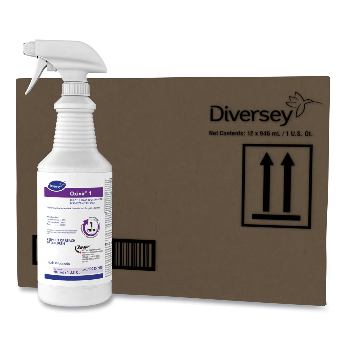 Oxivir® 1 RTU Surface Disinfectant Cleaner, Spray Bottle, 1 qt. DVO100850916
