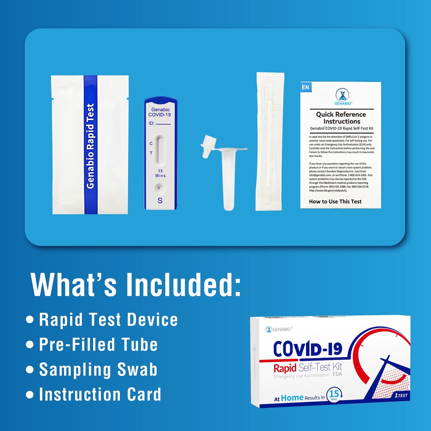 Genabio® COVID-19 at Home Rapid Self-Test Kit, Two Tests per Pack RA9-E00302