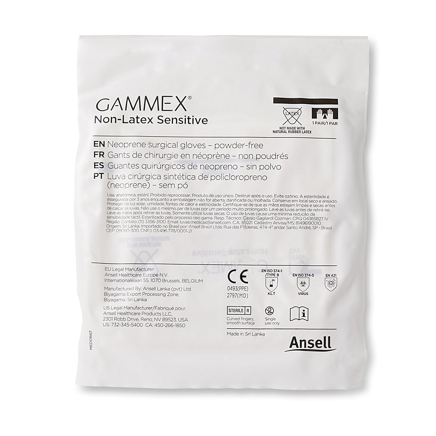 Gammex® Non-Latex Sensitive Polychloroprene Surgical Glove, Size 7, Cream 20277270