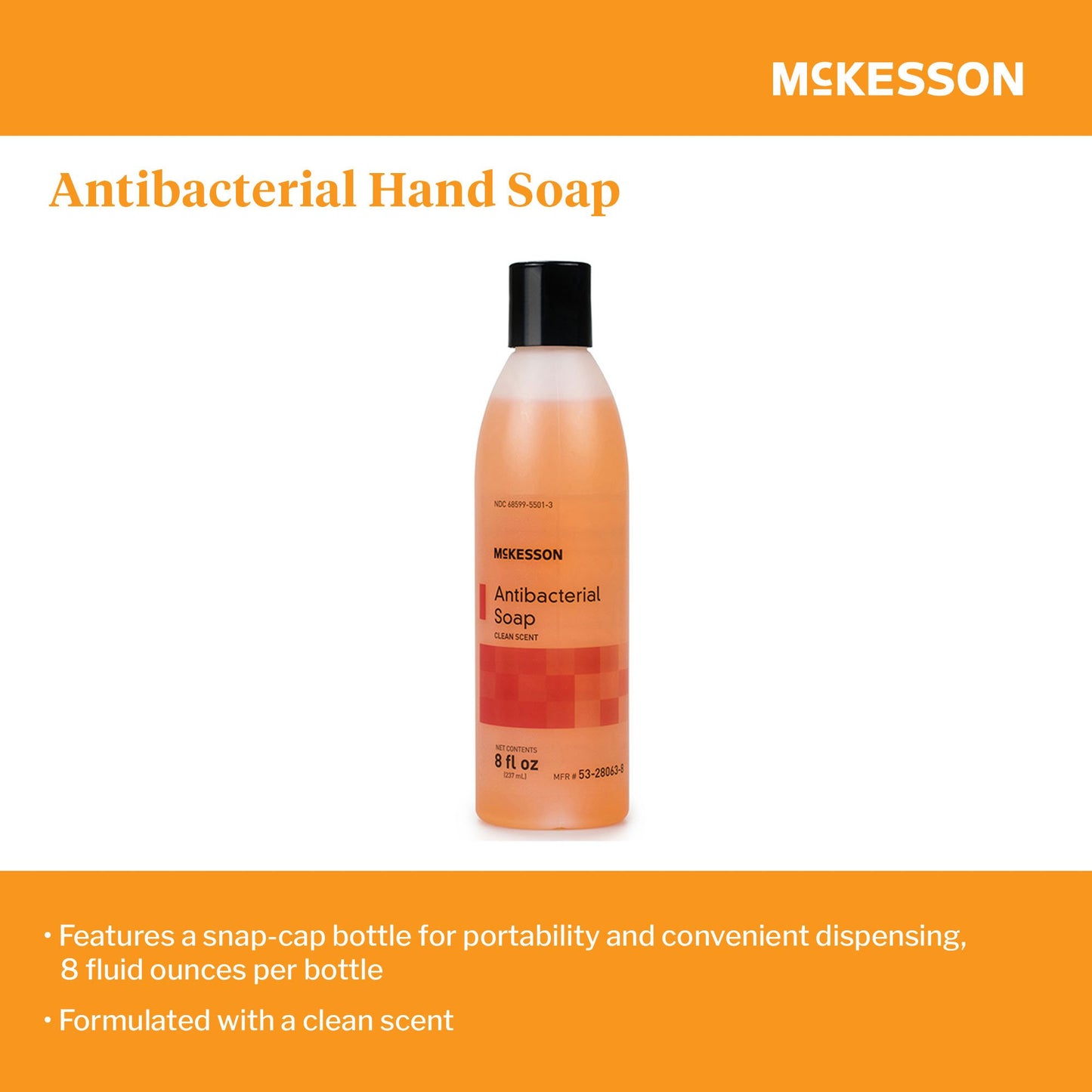 McKesson Clean Scent Antibacterial Soap, 8-ounce bottle 53-28063-8