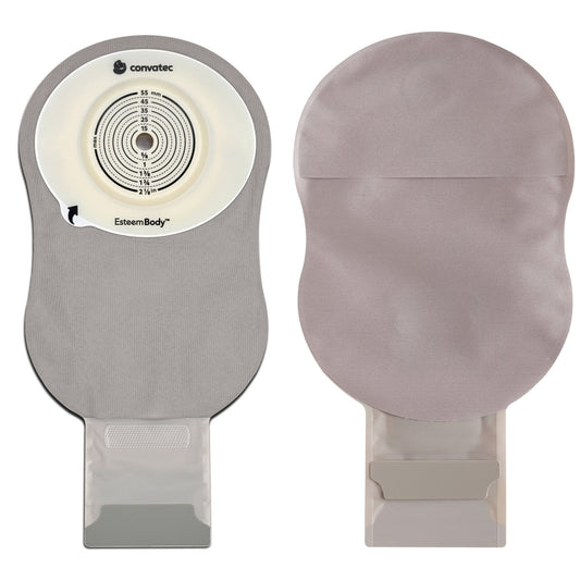 Ostomy Pouch Esteem Body™ One-Piece System 11 Inch Length Deep Convex, Pre-Cut 10 to 45 mm Stoma Drainable 423665