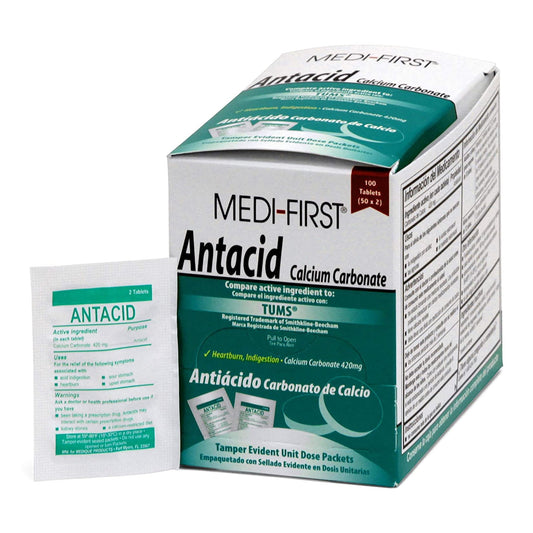 Antacid Medi-First® 420 mg Strength Chewable Tablet 100 per Box - 80233