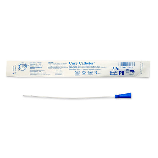 Urethral Catheter Cure Catheter® Straight Tip Uncoated PVC 8 Fr. 10 Inch - P8
