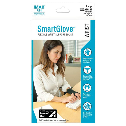 Wrist Splint IMAK® RSI SmartGlove® Cotton / ergoBeads® Left or Right Hand Black Large - A20127