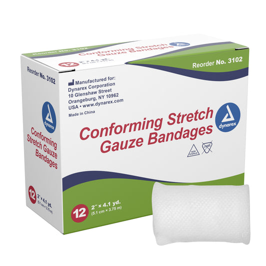 Conforming Bandage Dynarex® 2 Inch X 4-1/10 Yard 1-Ply NonSterile 12 per Pack - 3102