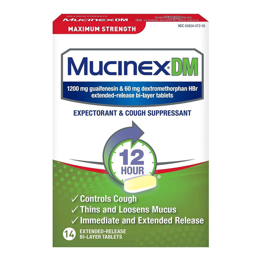 Reckitt Benckiser Mucinex DM Cold and Cough Relief 63824007235, Box of 14