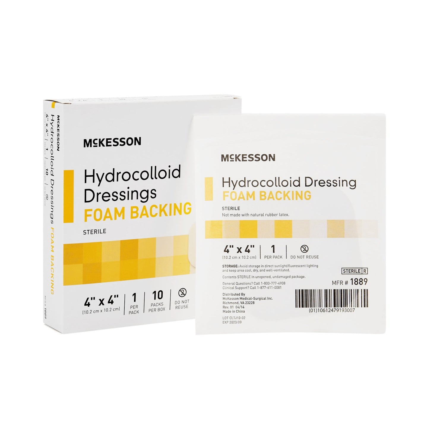 McKesson Hydrocolloid Dressing with Foam Backing, 4 x 4 Inch 1889