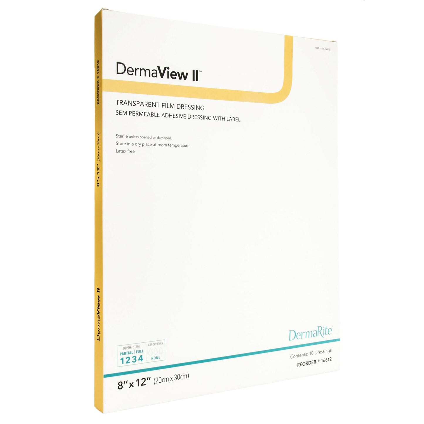 DermaView II™ Transparent Film Dressing with Border, 8 x 12 Inch 16812