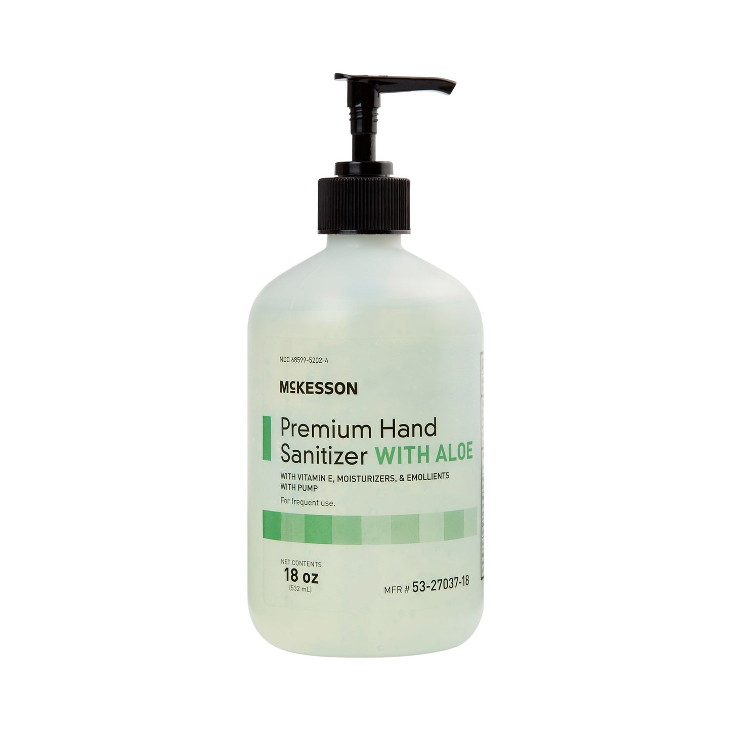 Hand Sanitizer with Aloe McKesson Premium 18 oz. Ethyl Alcohol Gel Pump Bottle - 53-27037-18