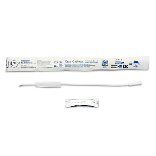 Cure Medical Cure Catheter Urethral Catheter, 12 Fr., Male, Coude HM12C, Box of 30