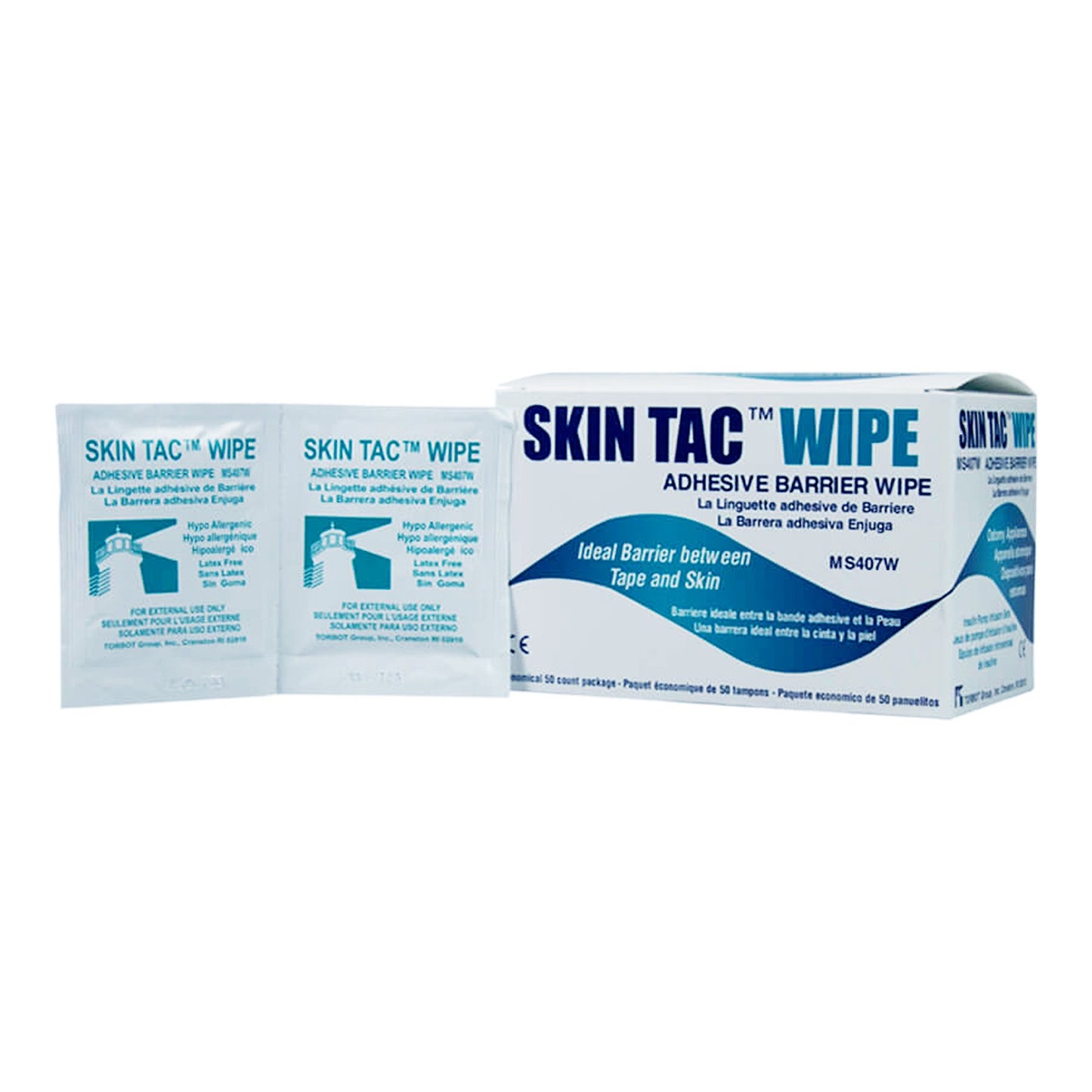 Skin Barrier Wipe Skin Tac™ 78 to 82% Strength Isopropyl Alcohol Individual Packet NonSterile - MS407-W
