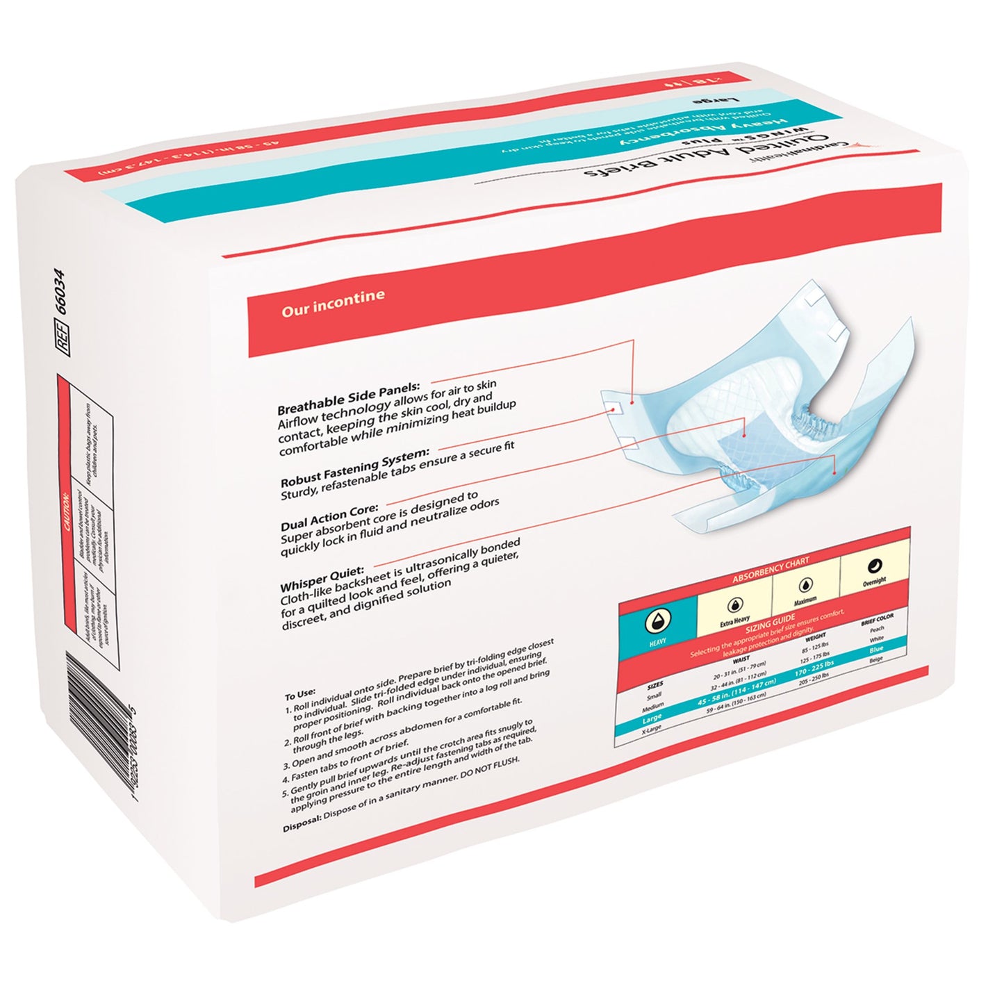 Wings™ Plus Quilted Heavy Absorbency Incontinence Brief, Large 66034