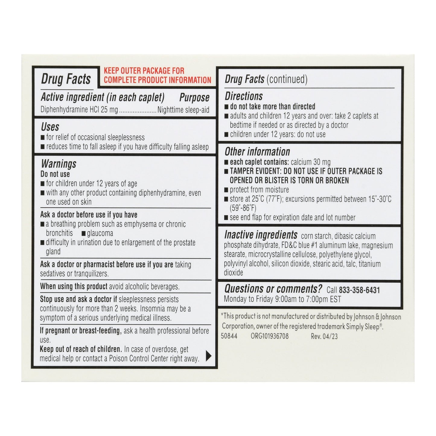 Foster & Thrive™ Nighttime Sleep-Aid Diphenhydramine HCl 25 mg Caplets 70677112801