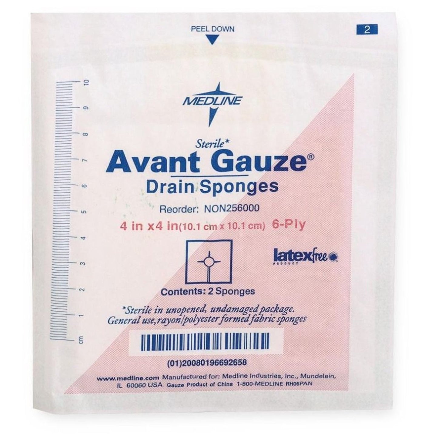 Avant Gauze® Drain Sponge, 4 x 4 inch, 6-Ply NON256000