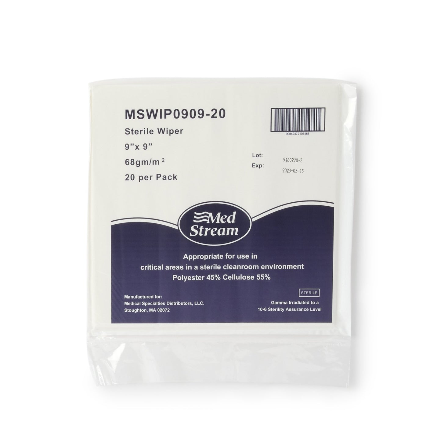 McKesson Cleanroom Wipes, 9 X 9 Inch MSWIP0909-20
