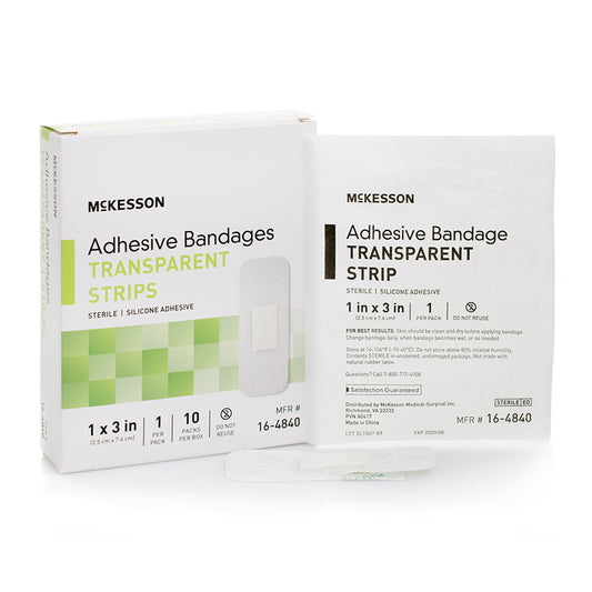McKesson Sheer Adhesive Strip, 1 x 3 Inch 16-4840