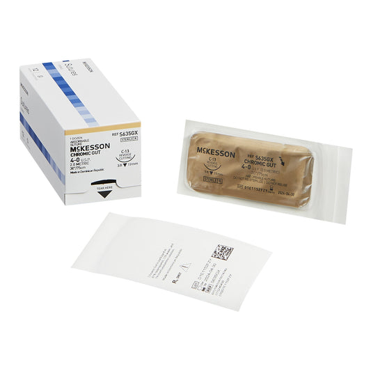 McKesson Brand McKesson Chromic Gut Absorbable Suture with C-13 Needle, Size 4-0 S635GX, Box of 1