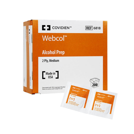 Alcohol Prep Pad Webcol™ 70% Strength Isopropyl Alcohol Individual Packet Medium Sterile - 6818-1