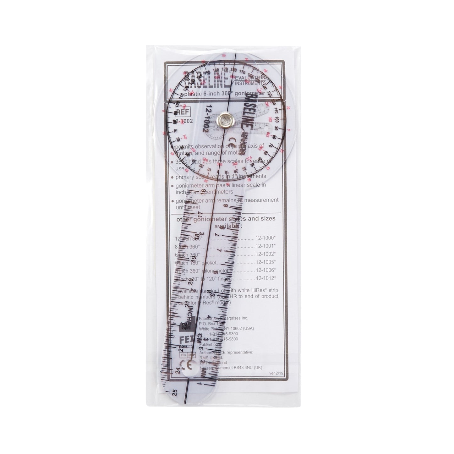 Baseline® 360° Head Plastic Goniometer, 6 Inch Arms 12-1002