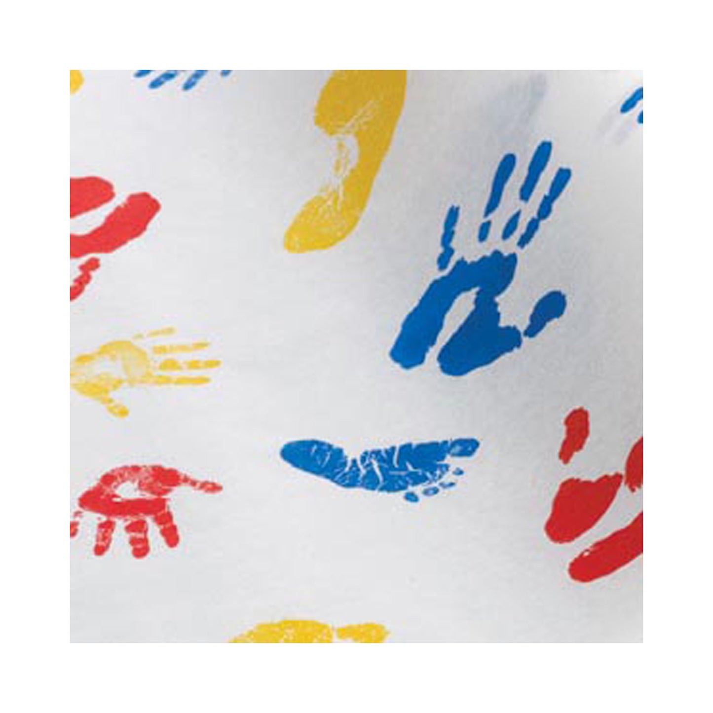 Tiny Tracks™ Crepe Table Paper, 21 Inch x 125 Foot, White with Multicolor Print 37236