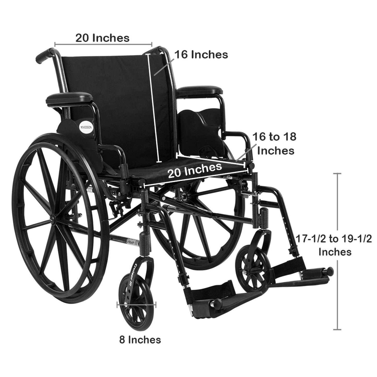 McKesson Lightweight Wheelchair, 20-Inch Seat Width 146-K320DDA-SF