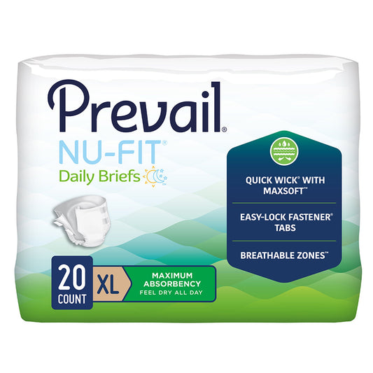 Incontinence Brief Prevail® Nu-Fit® Adult X-Large Unisex Disposable Heavy Absorbency NU-014/2