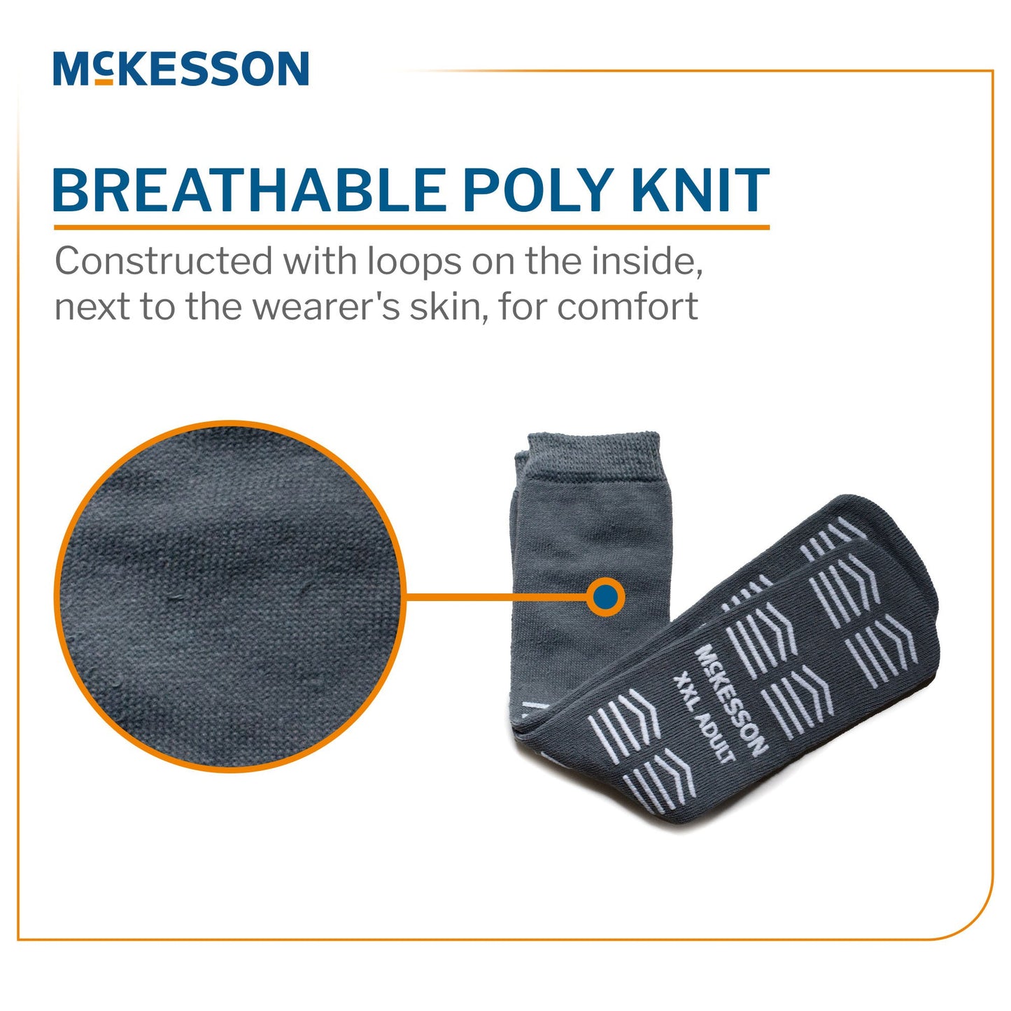 Slipper Socks McKesson Unisex Adult 2X-Large Double Tread Single Patient Use Gray 16-XXL-3800-D