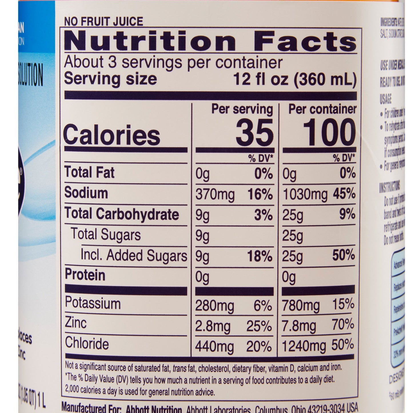 Pedialyte® Mixed Fruit Electrolyte Solution, 1 Liter Bottle 00365