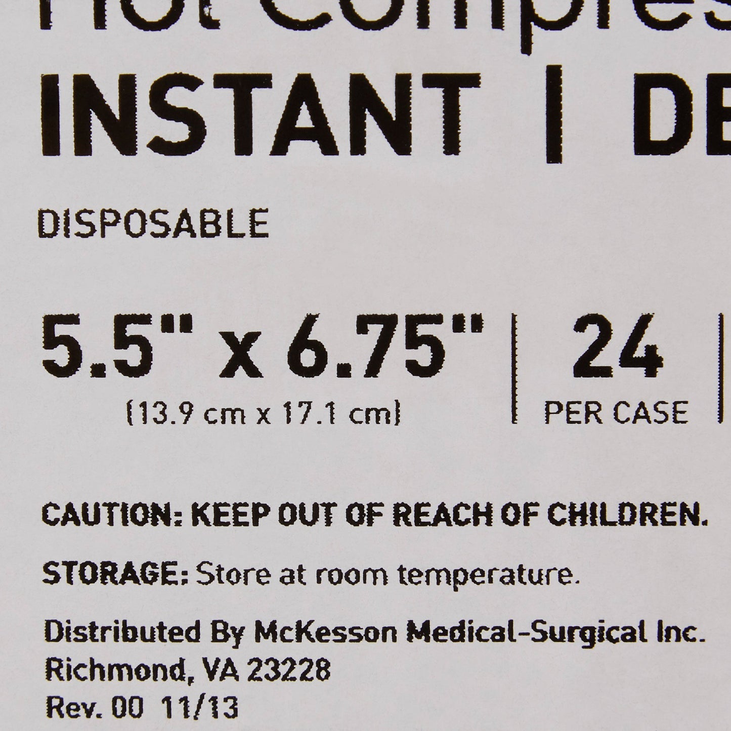 McKesson Deluxe Instant Hot Pack, 5½ x 6¾ Inch 59-57H