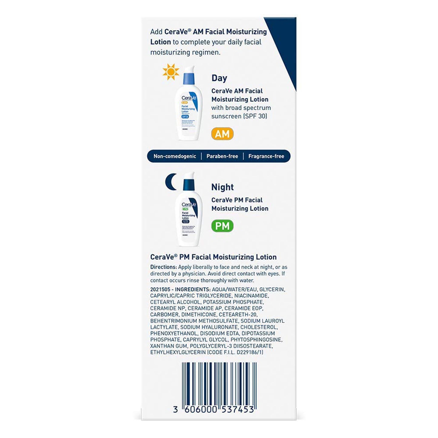 Facial Moisturizer CeraVe® PM 3 oz. Pump Bottle Unscented Lotion 60600053745