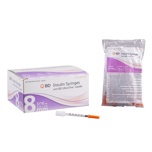 Standard Insulin Syringe with Needle Ultra-Fine™ 0.3 mL 5/16 Inch 31 Gauge NonSafety Regular Wall - 328438