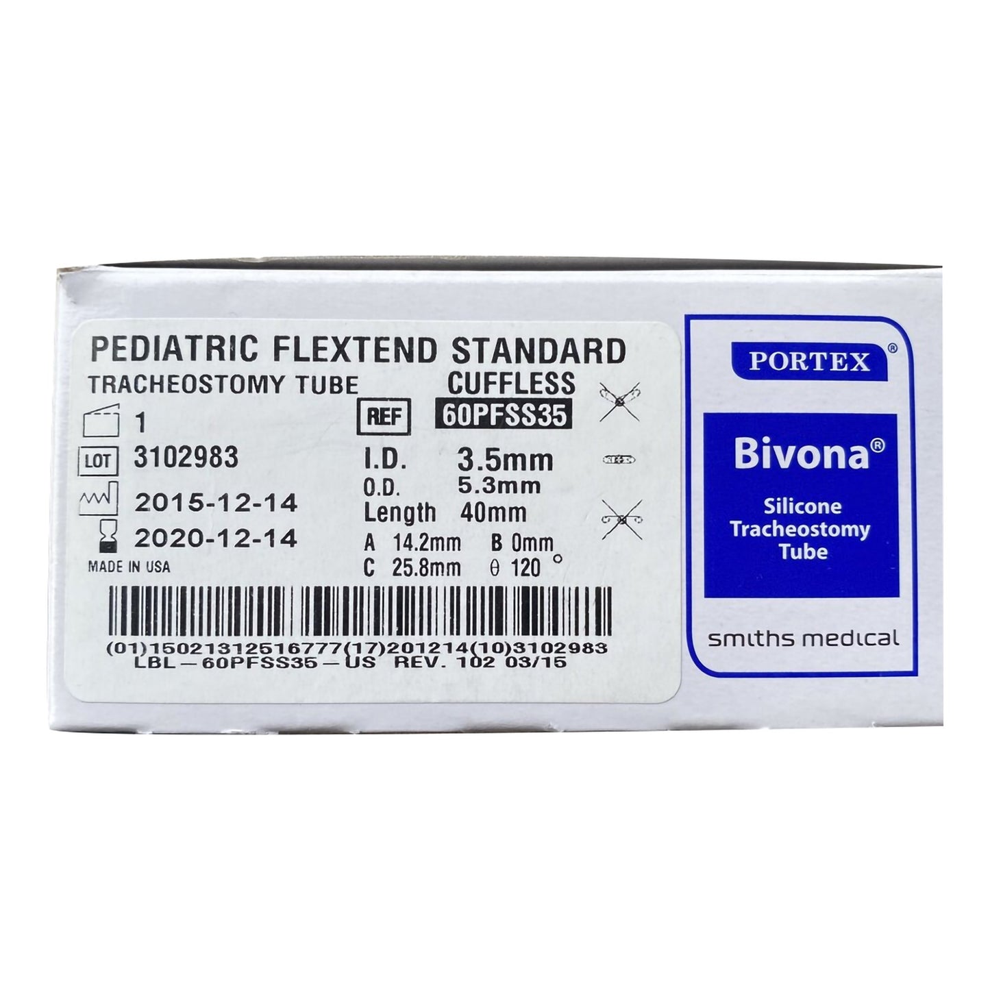 Uncuffed Tracheostomy Tube Bivona® FlexTend™ Size 3.5 Pediatric - 60PFSS35