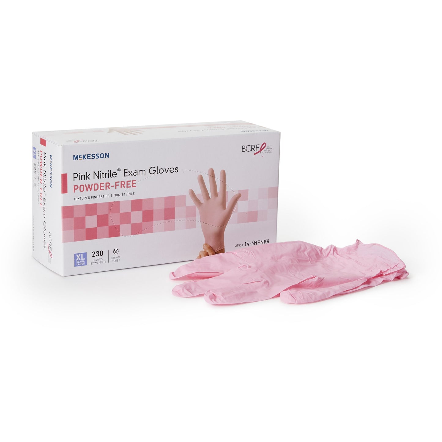 Exam Glove McKesson Pink Nitrile® X-Large NonSterile Nitrile Standard Cuff Length Textured Fingertips Pink Not Rated - 14-6NPNK8
