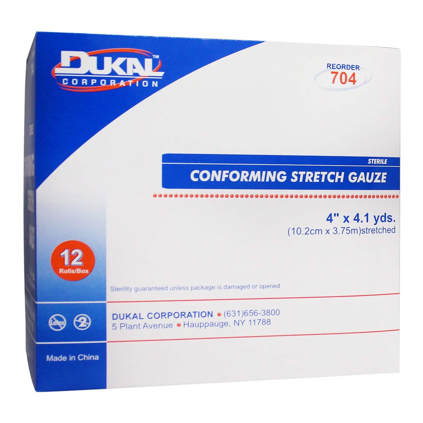 Dukal™ Sterile Conforming Bandage, 4 Inch x 4-1/10 Yard, 1-Ply 704