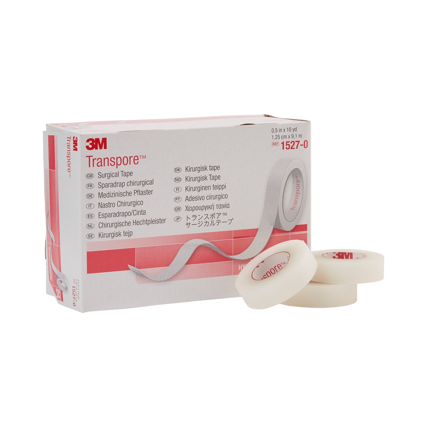3M™ Transpore™ Plastic Medical Tape, 1/2 Inch x 10 Yard, Transparent 1527-0