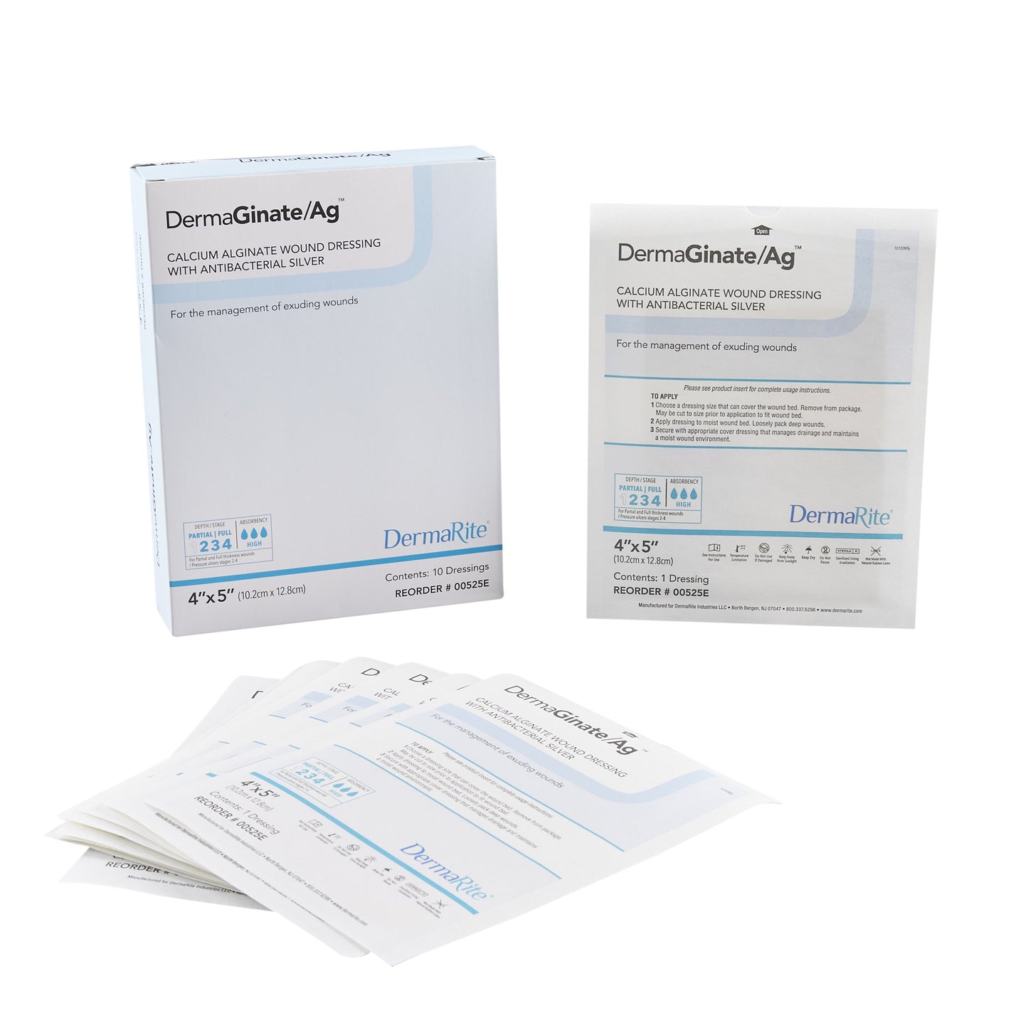 Silver Alginate Dressing DermaGinate/ Ag™ 4 X 5 Inch Rectangle Sterile - 00525E