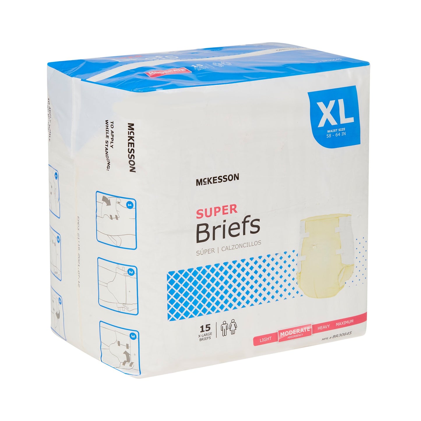 McKesson Super Moderate Absorbency Incontinence Briefs, Extra Large BR30645