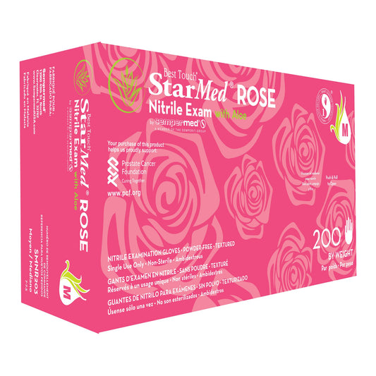 StarMed® Rose Nitrile Exam Glove, Medium, Pink SMNR203