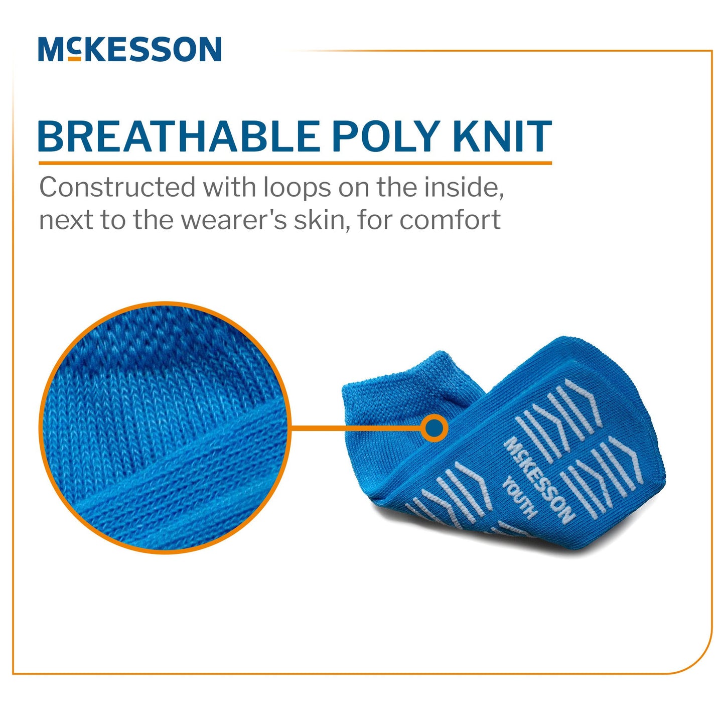 Slipper Socks McKesson Unisex Youth Single Tread Single Patient Use Light Blue 16-Y-3849