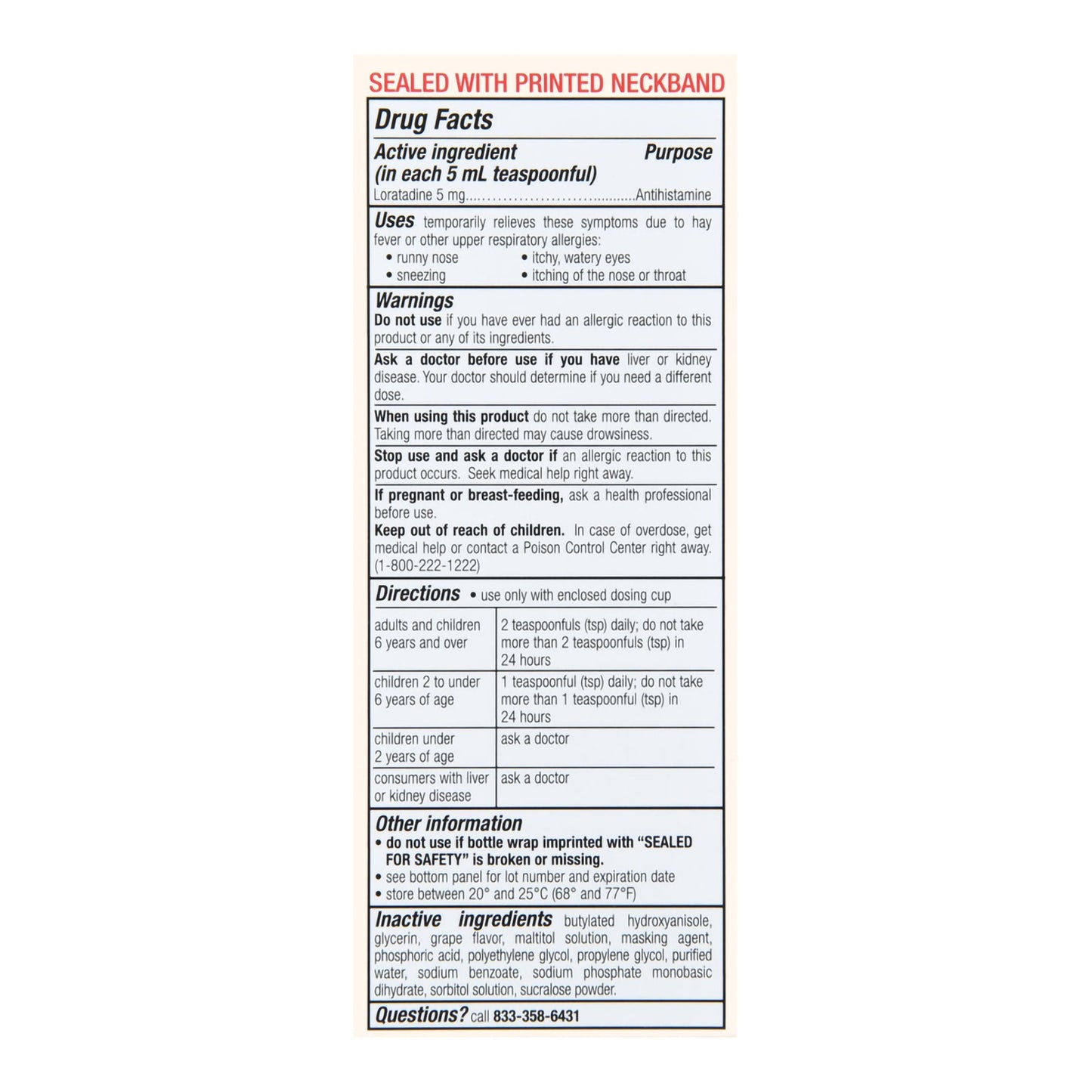 Foster & Thrive™ Children's Allergy Loratadine Oral Solution, Grape Flavor 70677105801