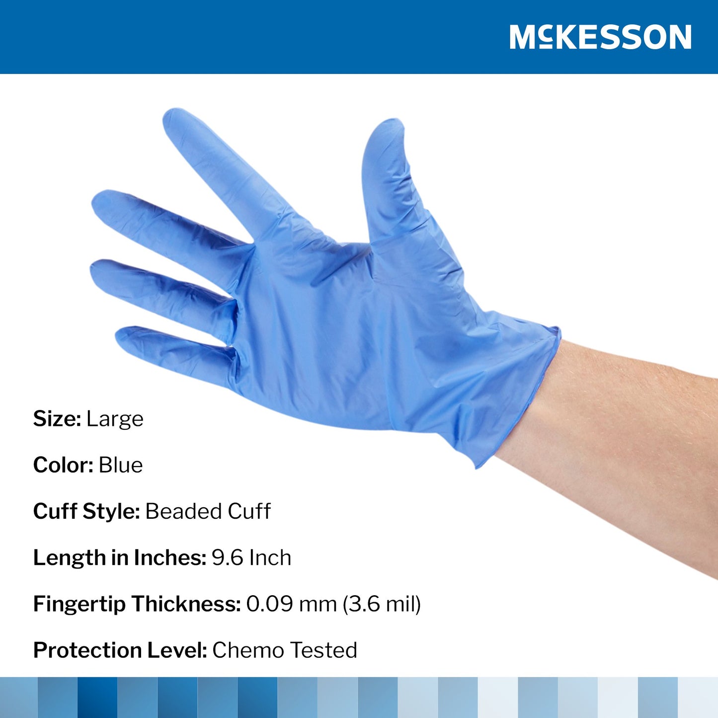 McKesson Confiderm® 3.5C Nitrile Exam Glove, Large, Blue 14-6978C