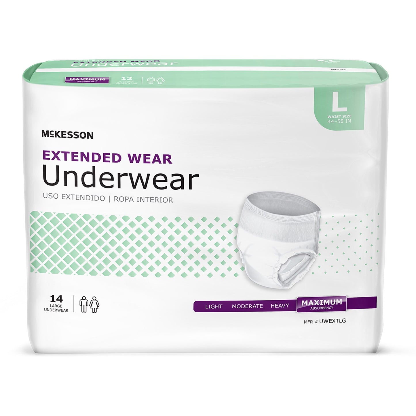 McKesson Extended Wear Maximum Absorbency Underwear, Large UWEXTLG