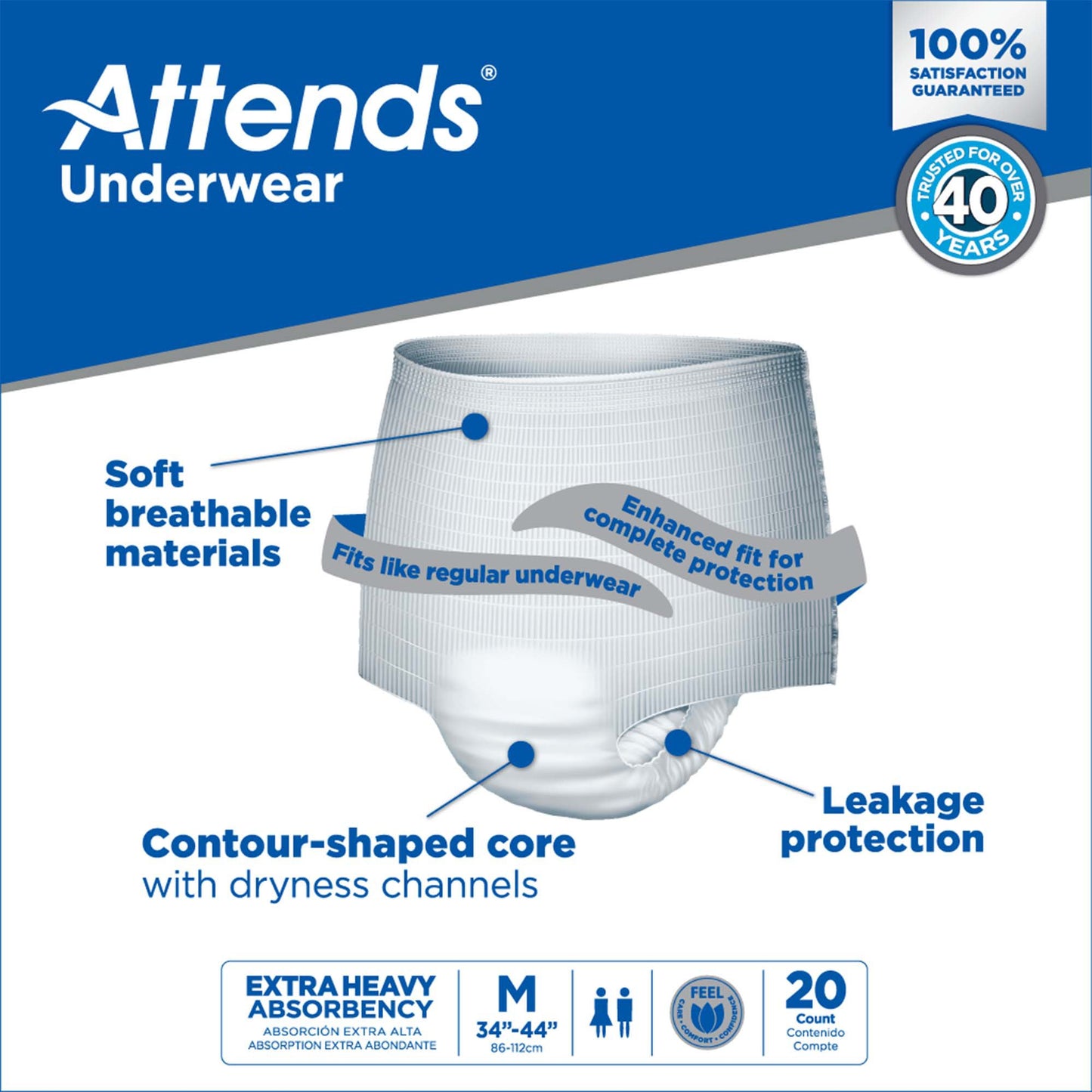 Attends® Care Moderate Absorbent Underwear, Regular APV20