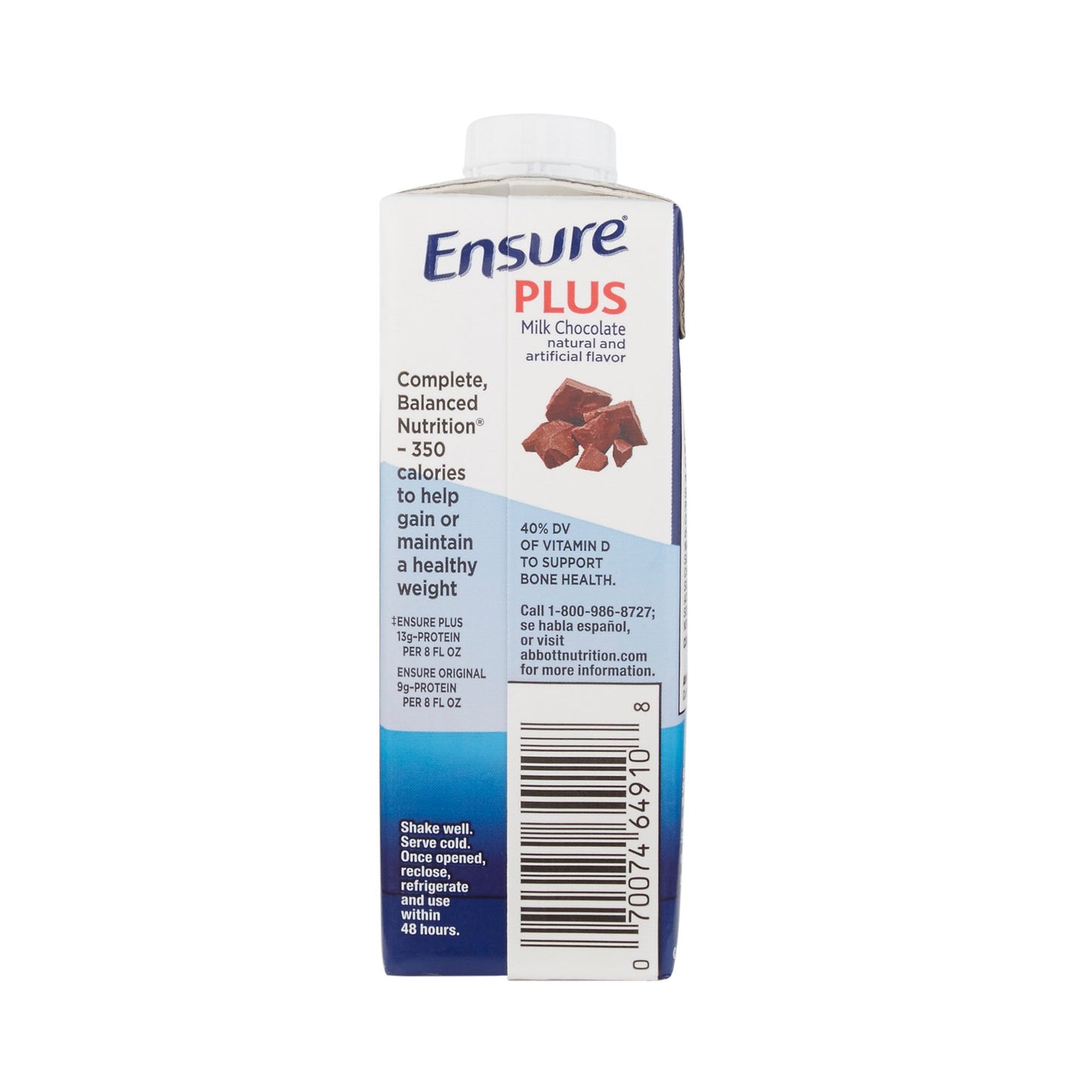 Ensure® Plus Therapeutic Nutrition, Chocolate, 8-ounce carton 64911