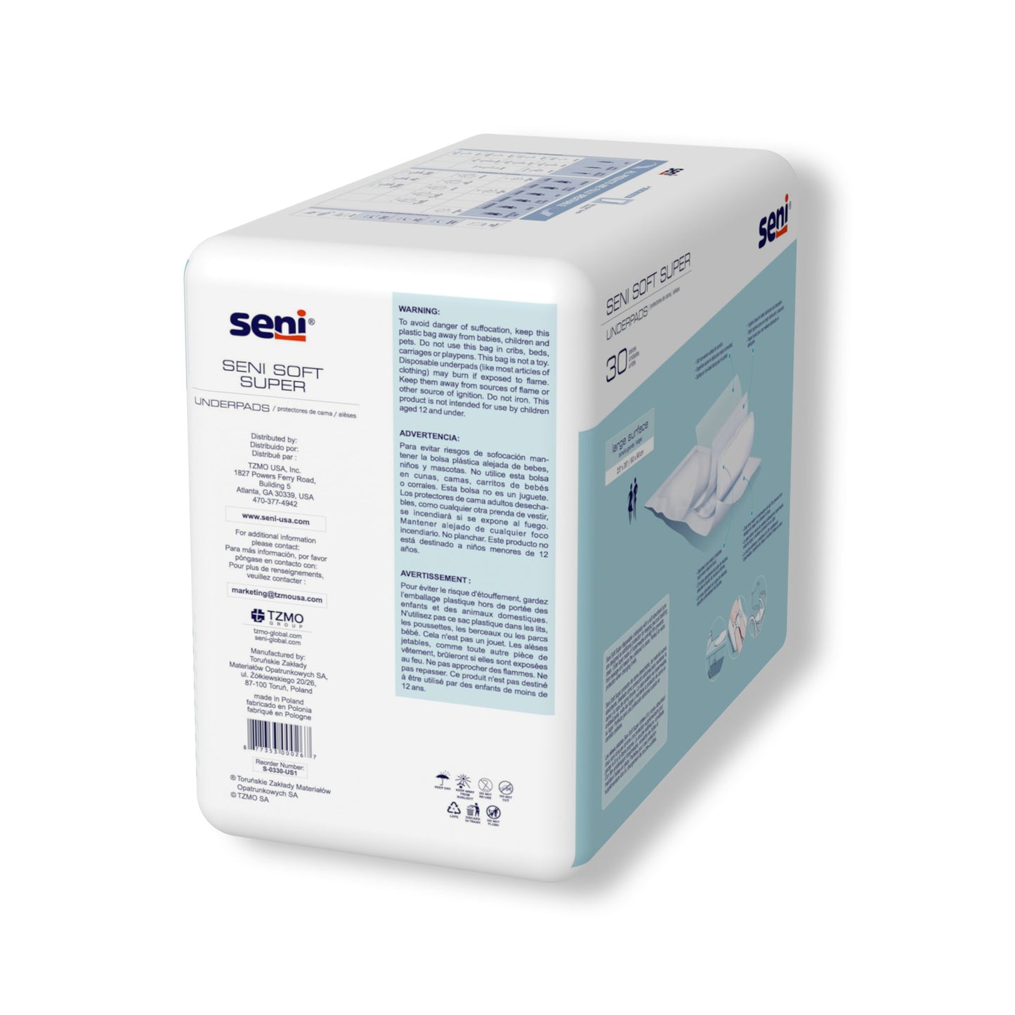 Seni® Soft Super Underpad, Level 2 Absorbency S-0330-US1